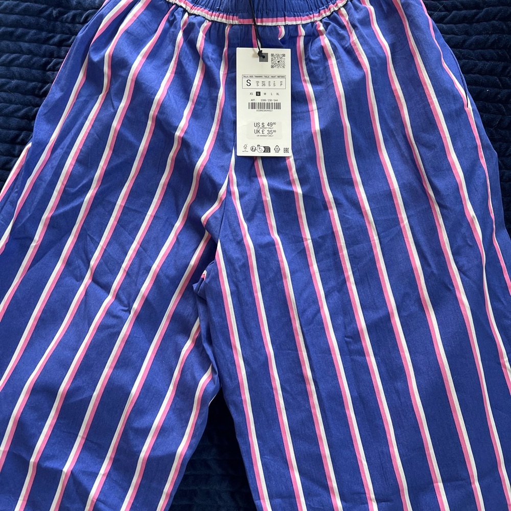 Zara Blue and Pink Striped Trousers